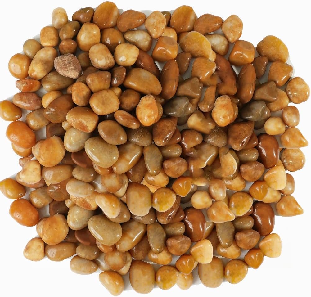 6 LBS River Rocks, StoneCreek, Decorative Garden Stones for Plant Landscaping, Polished Gravel Filler Pebbles for Home Decoration, Vases, Succulents, Flower Beds and Fish Tanks (Pale Yellow, Medium)