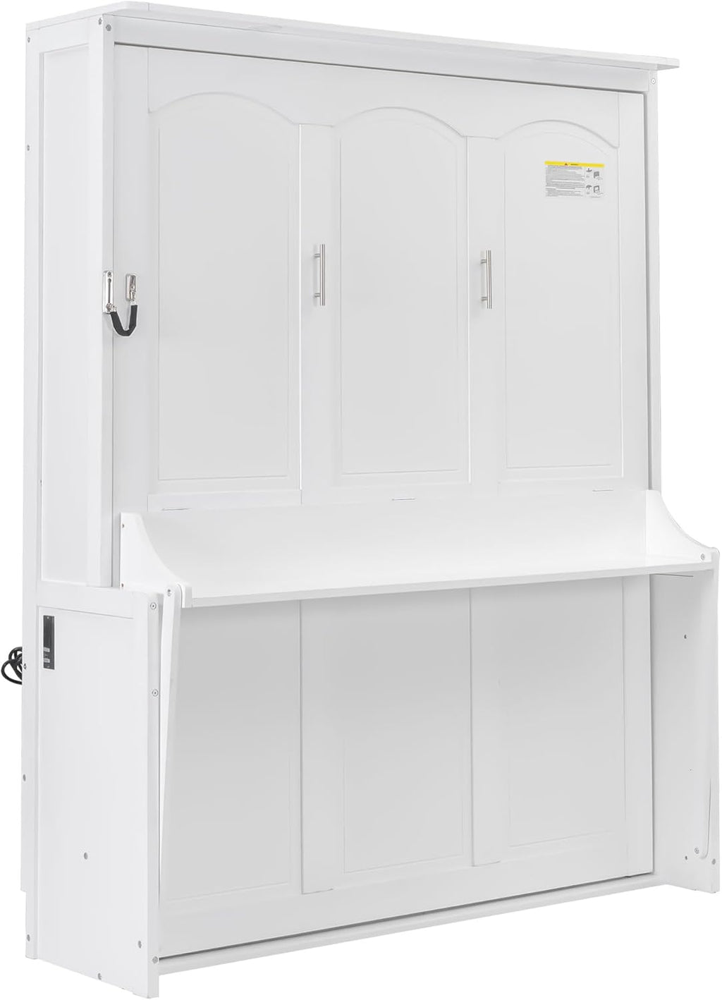 Merax Full Size Murphy Bed with Sofa Chair, Can be Folded Wall Bed with Storage Shelves and Light for Guest Room,Living Room and Bedroom