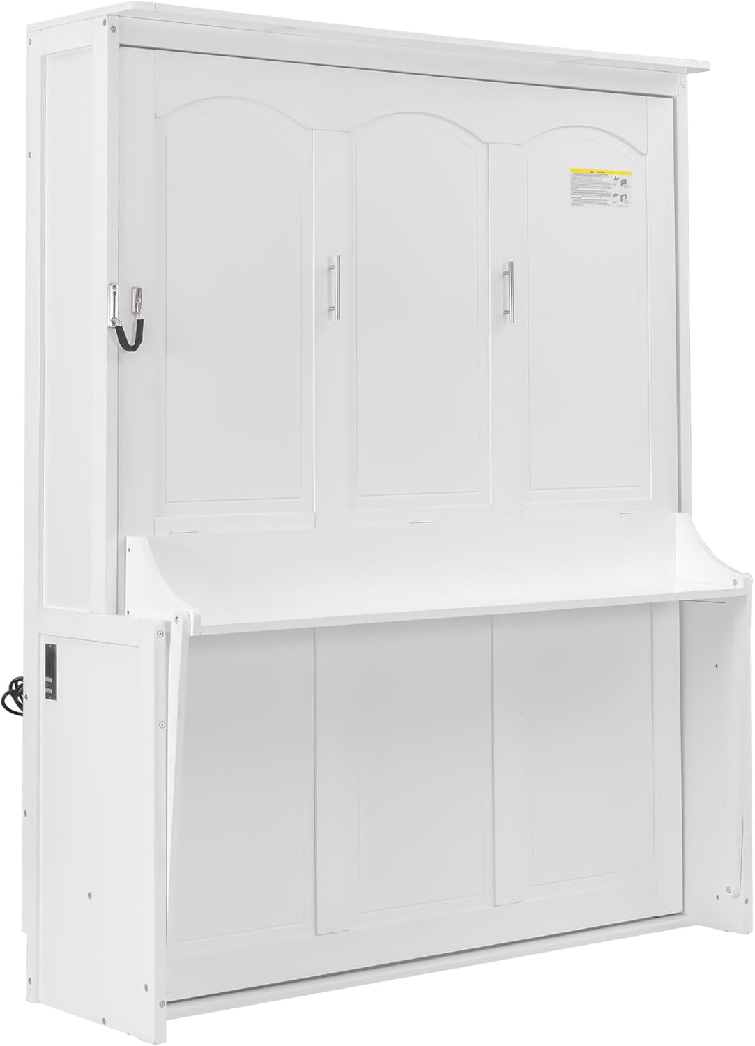 Merax Full Size Murphy Bed with Sofa Chair, Can be Folded Wall Bed with Storage Shelves and Light for Guest Room,Living Room and Bedroom