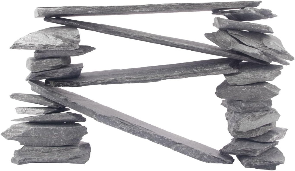CFKJ [18 Pounds] Natural Slate Stone Rocks, Mix of Rocks About 2 to 5 inches and 4 Piece 8 inches Slate Stone Rocks for Aquascaping, Aquariums, Terrariums, Amphibian Enclosures