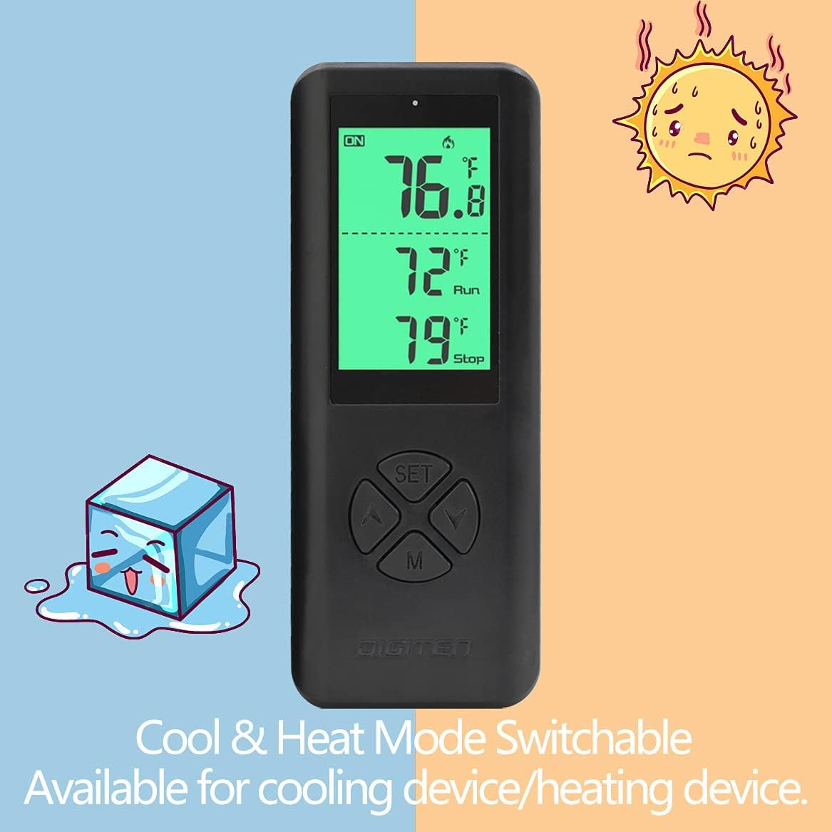 Digital WTC200 Wireless Thermostat Plug-in Temperature Controller Outlet, Remote Temp Controller, Thermometer Heating Cooling Mode for Fan Heater Greenhouse Home Brew Reptile - Black