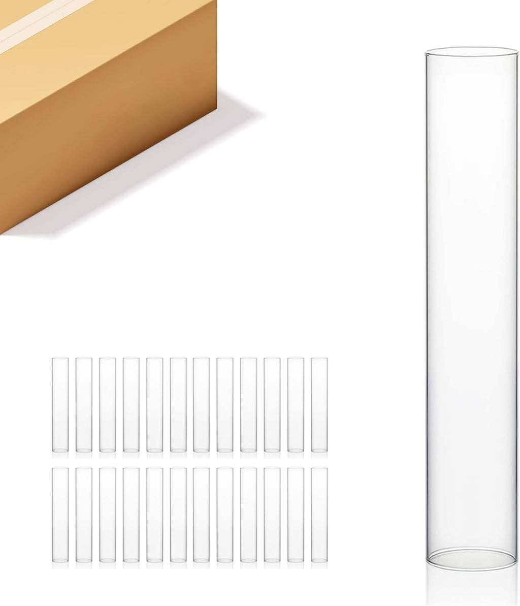 WGVI Hurricane Candle Holder Sleeve, Wide 2.5", Height 14", Clear Glass Cylinder Candleholder, Chimney Tube, Open Ended Candle Shade, 24 Pieces Bulk
