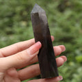 LAIDANLA Smoky Quartz Healing Crystals Wands 3.5-4" Polishing Natural Reiki Energy Wand Stone Hexagonal Point Large Crystal Gemstones for Meditation Therapy Crystal Grid Decoration 1Pcs