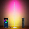 luckystyle Smart RGB Corner Floor Lamp,Bright LED Tall Modern Floor Lamp with APP and Remote,Ambient Lighting Color Changing Standing Lamps with Music Mode and Timing for Living Room,Bedroom White