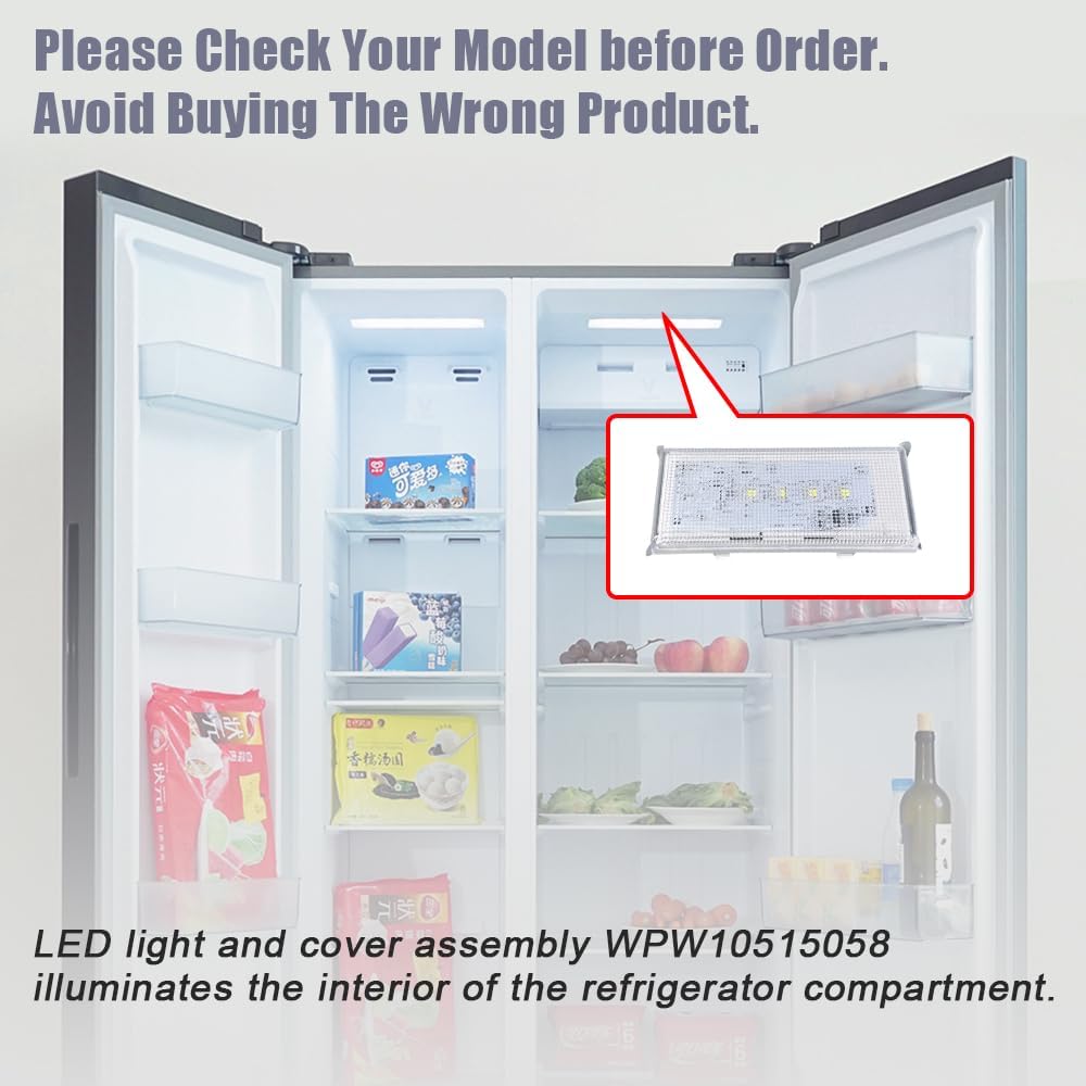 Refrigerator LED Light Replacement for Whirlpool WRS325FDAM04, W10465957, W10522611, PS11755867-2 LED Modules & Control Board Included