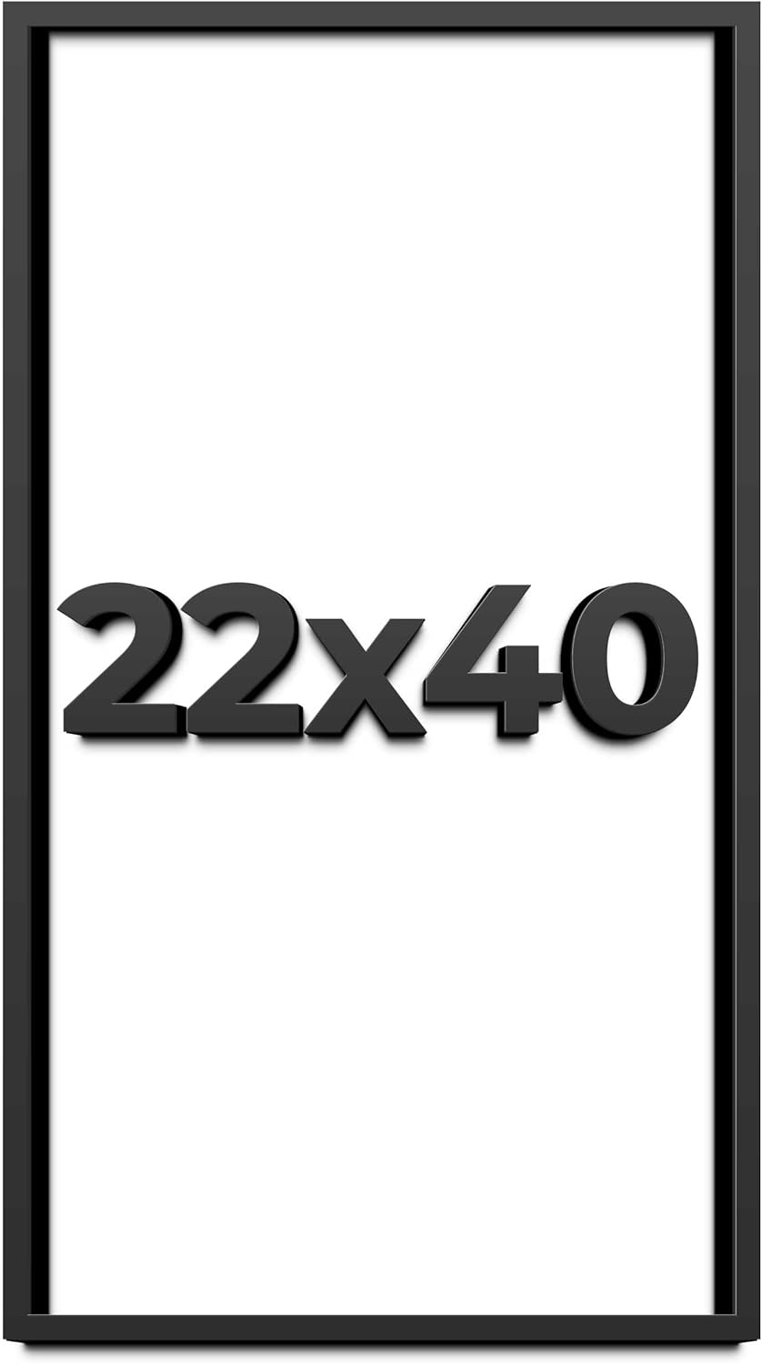 22x40 Shadow Box Frame Black | 1 Inch Deep Solid Wood Shadowbox Display Frame | UV Resistant Acrylic Plexiglass, Acid Free Backing, and Hanging Hardware | Dugan Picture Frame Style