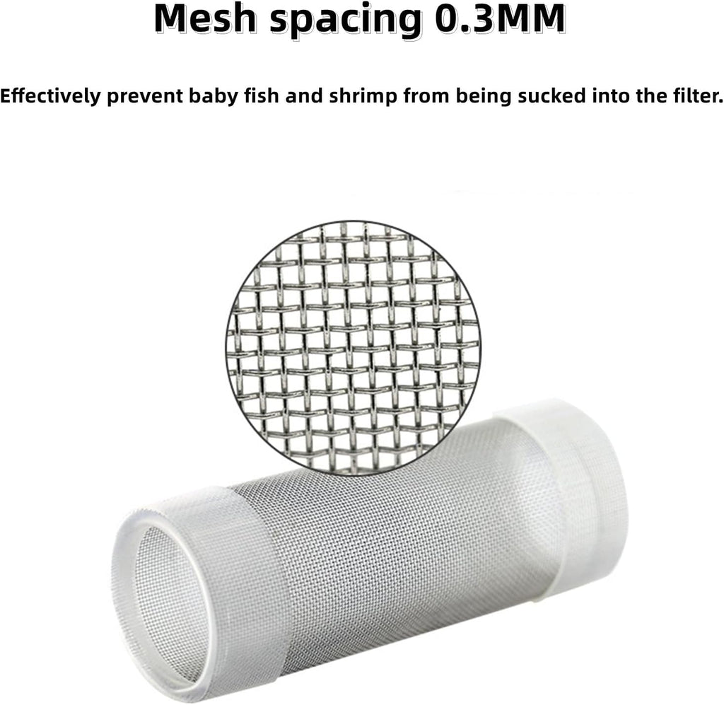 Tnfeeon Stainless Steel Mesh Inflow Aquarium Filter Guard Intake Cover for Shrimp and Fish Aquarium Intake Filter Mesh Cover Fish Mesh Net Strainer Tube Filter Accessory (L)