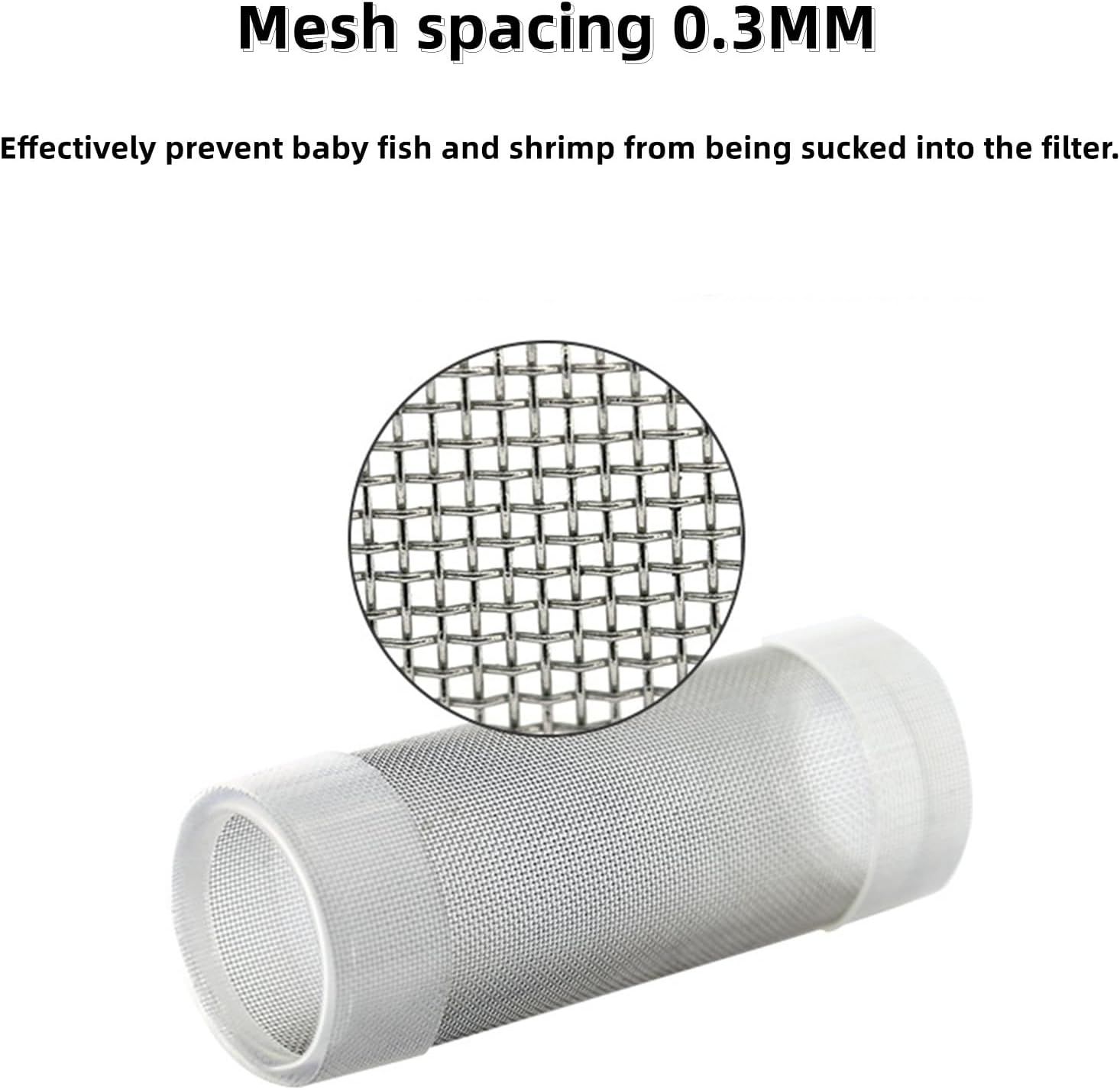 Tnfeeon Stainless Steel Mesh Inflow Aquarium Filter Guard Intake Cover for Shrimp and Fish Aquarium Intake Filter Mesh Cover Fish Mesh Net Strainer Tube Filter Accessory (L)