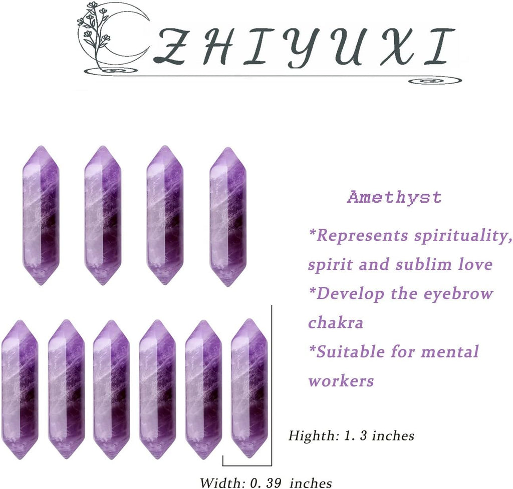 ZHIYUXI 20 Pcs Amethyst Crystal Healing Crystals and Stones Amethyst Gemstone Tumbled Polished Energy Reiki Healing Stones Crystal Wand Meditation Decor Gifts