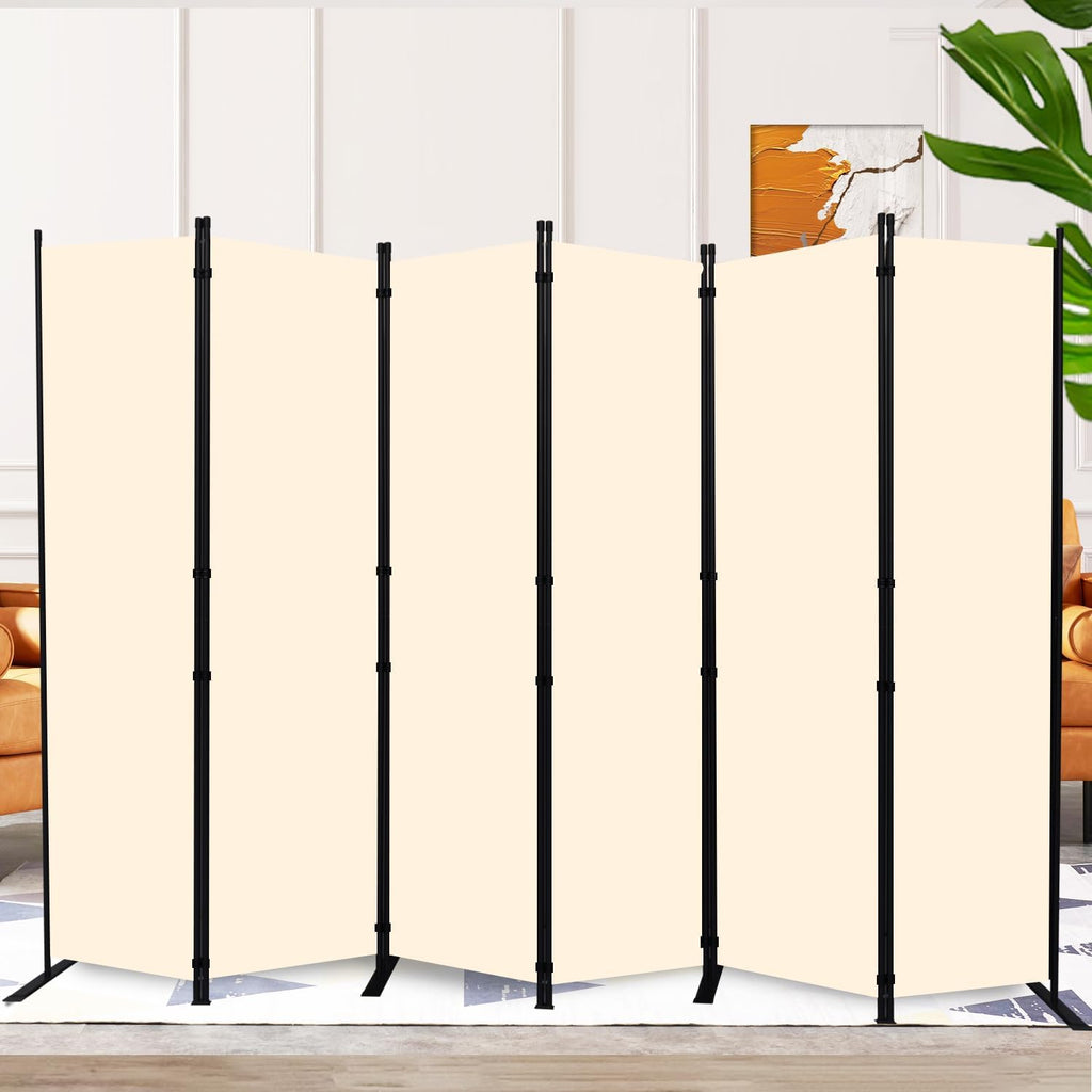 Room Divider and Folding Privacy Screens 6 Panel, 11 Ft Wide Room Partitions Dividers, Portable Room Divider Screen for Room Separtition, Folding Wall Dividers for Home, Office, Bedroom, Studio Beige