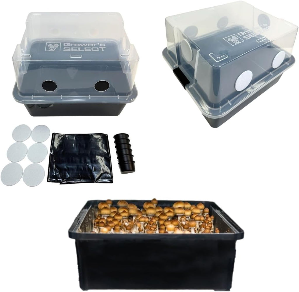 Grower's Select Mushroom Monotub Fruiting Chamber with Filter Disks and Liner