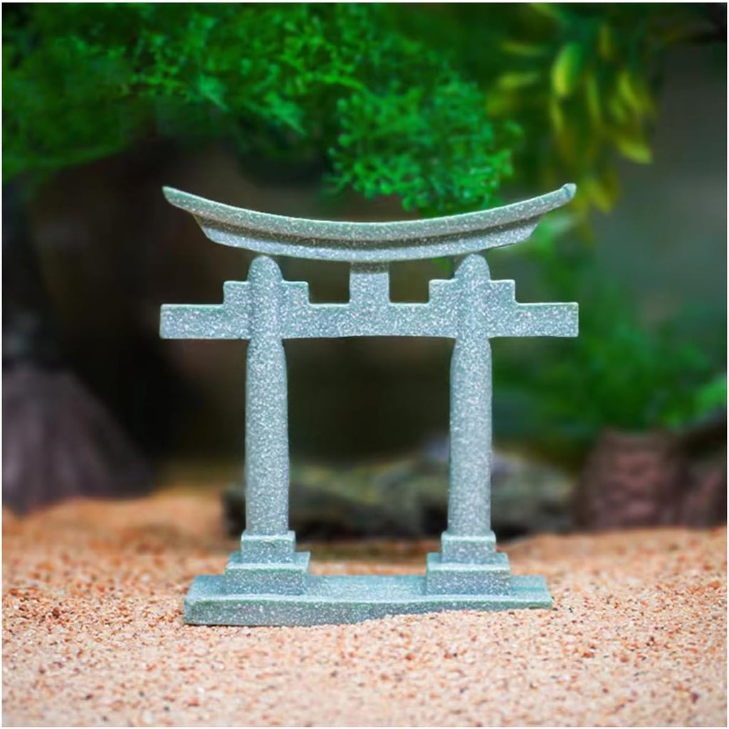 livelyfish Japanese Shinto Torii Gate Aquarium Decorations Asian Fish Tank Decorations Japan Style Bridge Landscape Ornaments Decor, M