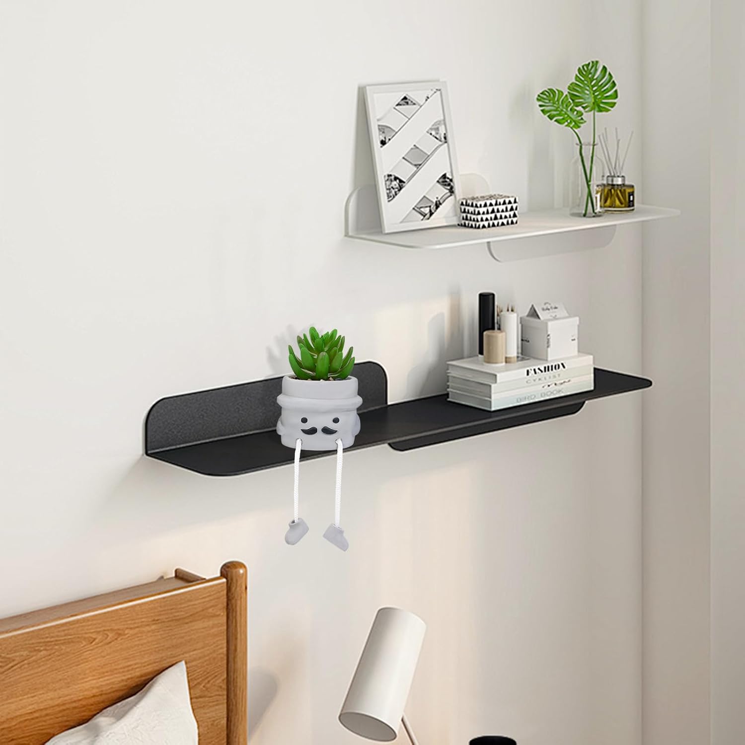 Cute Artificial Succulent Plant in Cement Pot with Hanging Legs, Mini Faux Succulent Decor for Kitchen Shelves, Bathroom Wall Shelf - Fake Small Plant for Home & Office Desktop, Shelf Accents