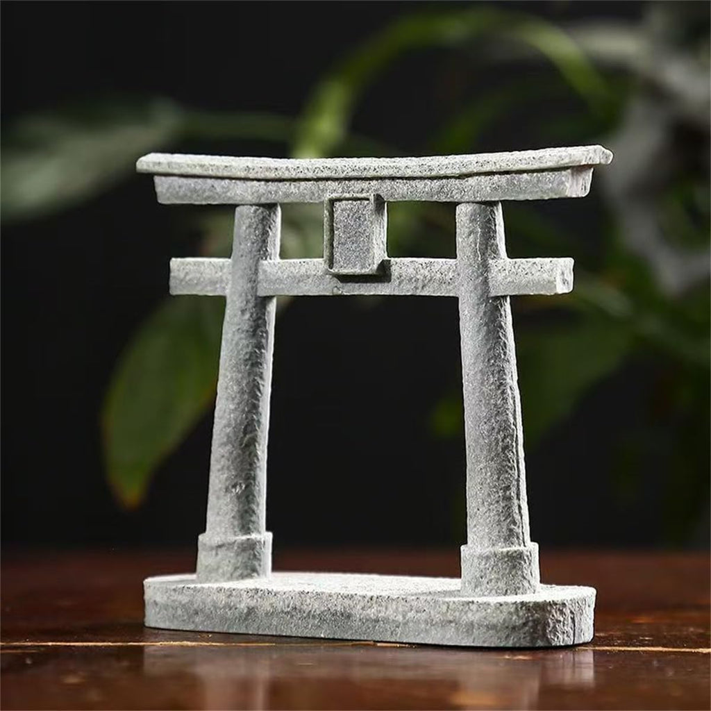 livelyfish Japanese Shinto Torii Gate Statue Asian Fish Tank Decor Sandstone Pagoda Figurines for Aquarium Decoration, L