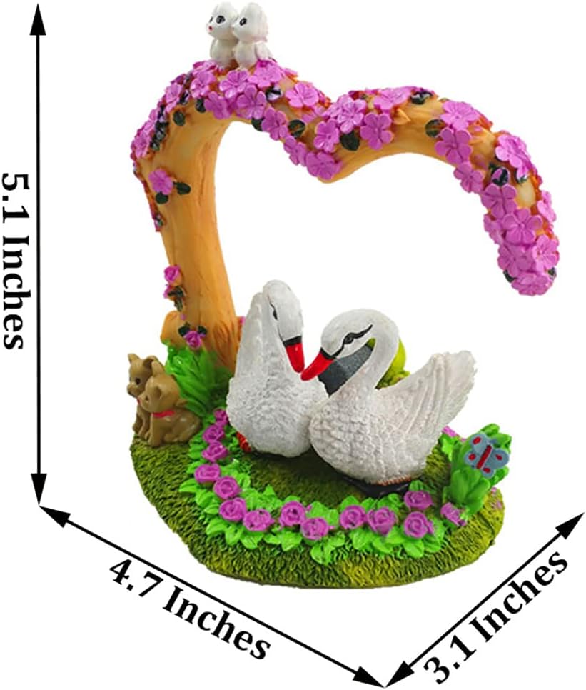 Aquarium Decorations - Resin Heart Swan Aquarium Supplies for Fish Tank Theme Decoration