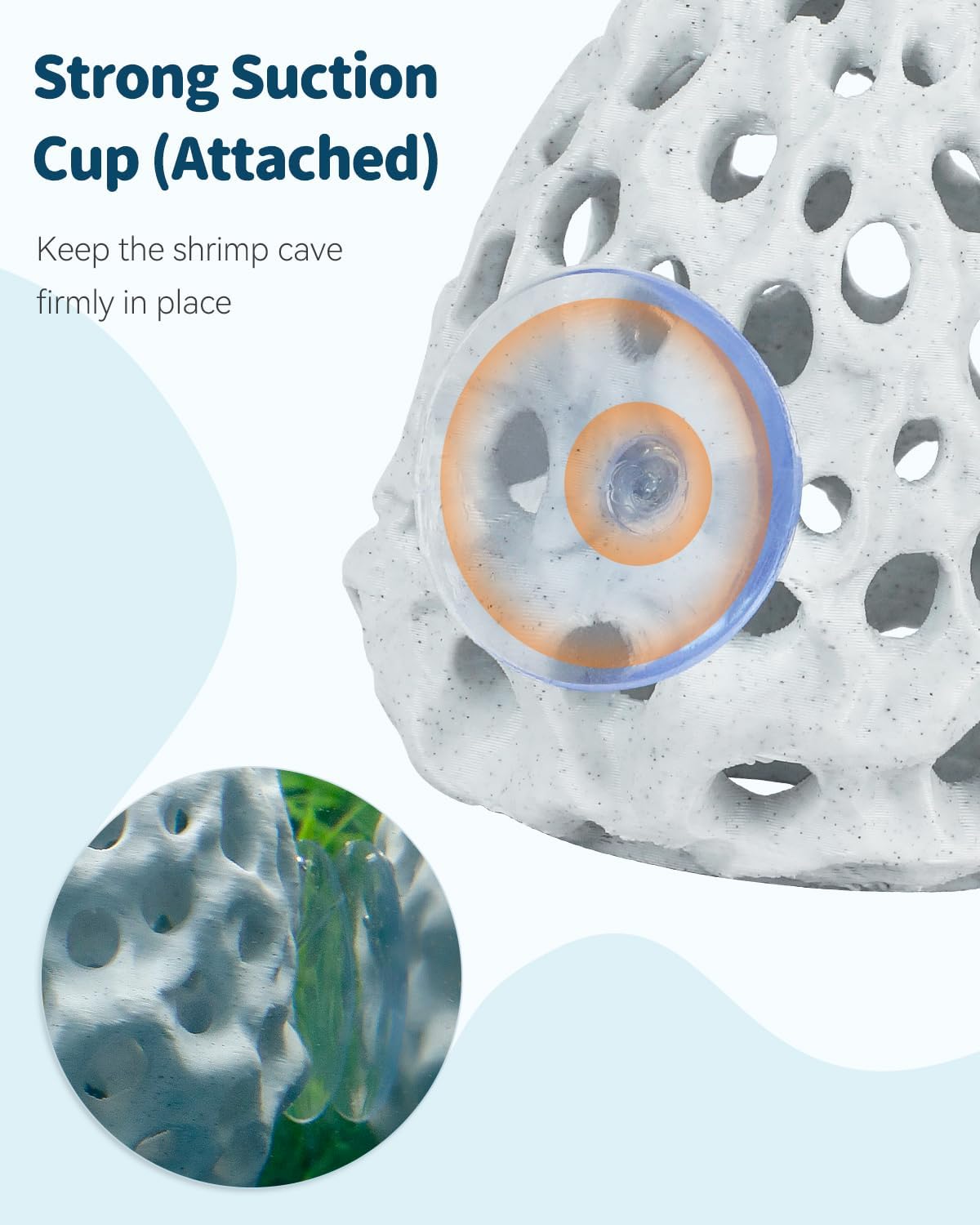 Uniclife Shrimp Cave, Shrimp Hides for Aquarium, Realistic Plastic Aquarium Coral Rock Decorations with Suction Cup, Betta Hideout Tank Accessories for Fish Tank Decor, Hiding & Resting