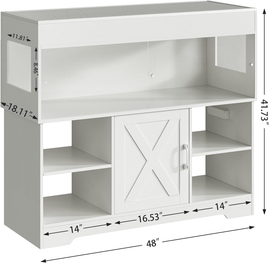 60 Gallon Reptile Tank with Stand, Terrarium Tank with Storage Cabinet, for Lizards, Skinks, Snakes, Sliding Acrylic Doors, Mesh Top, Built-in Power Outlet White PX02RTW