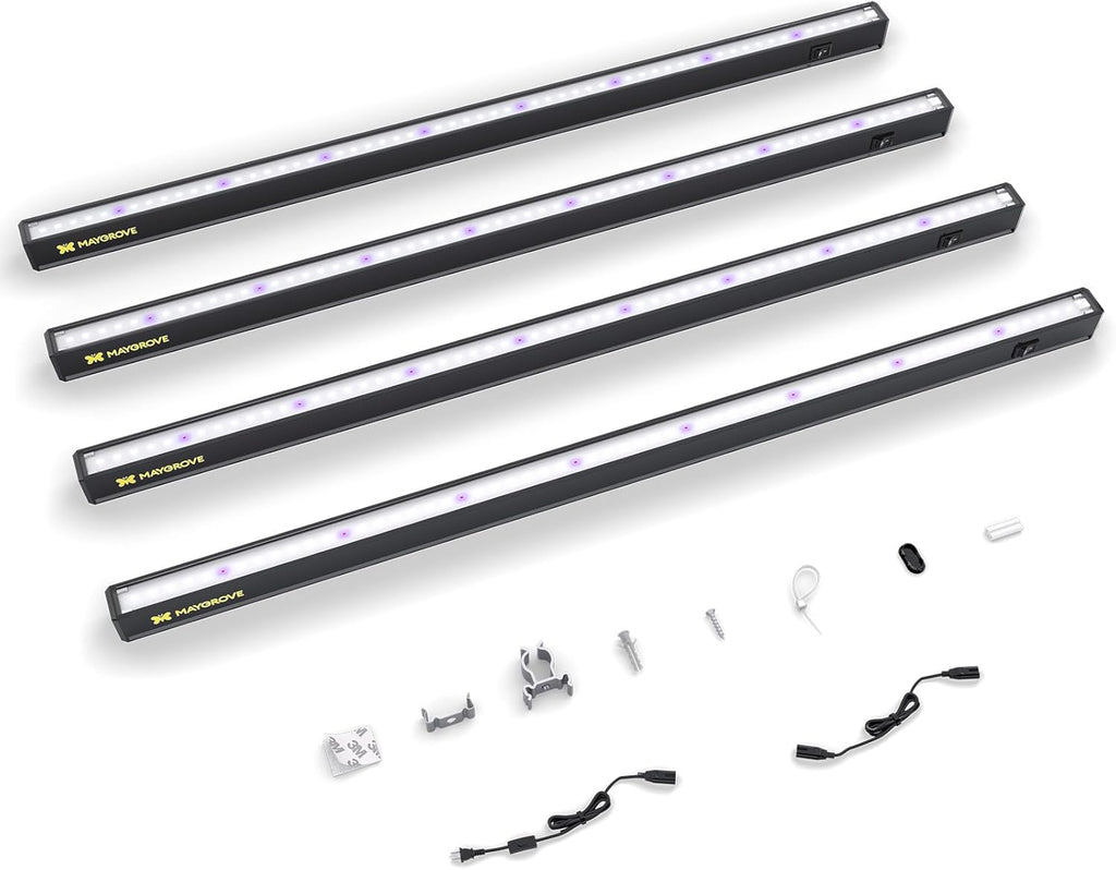 Grow Lights for Indoor Plants 2FT, Blue-Rich Full Spectrum 5000K Grow Light, 60W(4 x 15W), T5 LED Grow Light Strips for Succulents, High PPFD, Linkable, Black, 4-Pack