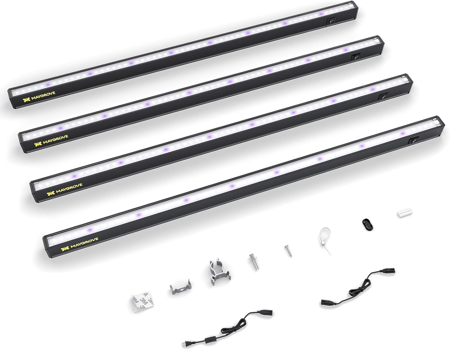 Grow Lights for Indoor Plants 2FT, Blue-Rich Full Spectrum 5000K Grow Light, 60W(4 x 15W), T5 LED Grow Light Strips for Succulents, High PPFD, Linkable, Black, 4-Pack