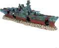 Fish Tank Wreck Boat Decoration, Resin Wreck Boat Sunk Battleship War Ship Fish Tank Aquarium Ornament Cave Decoration