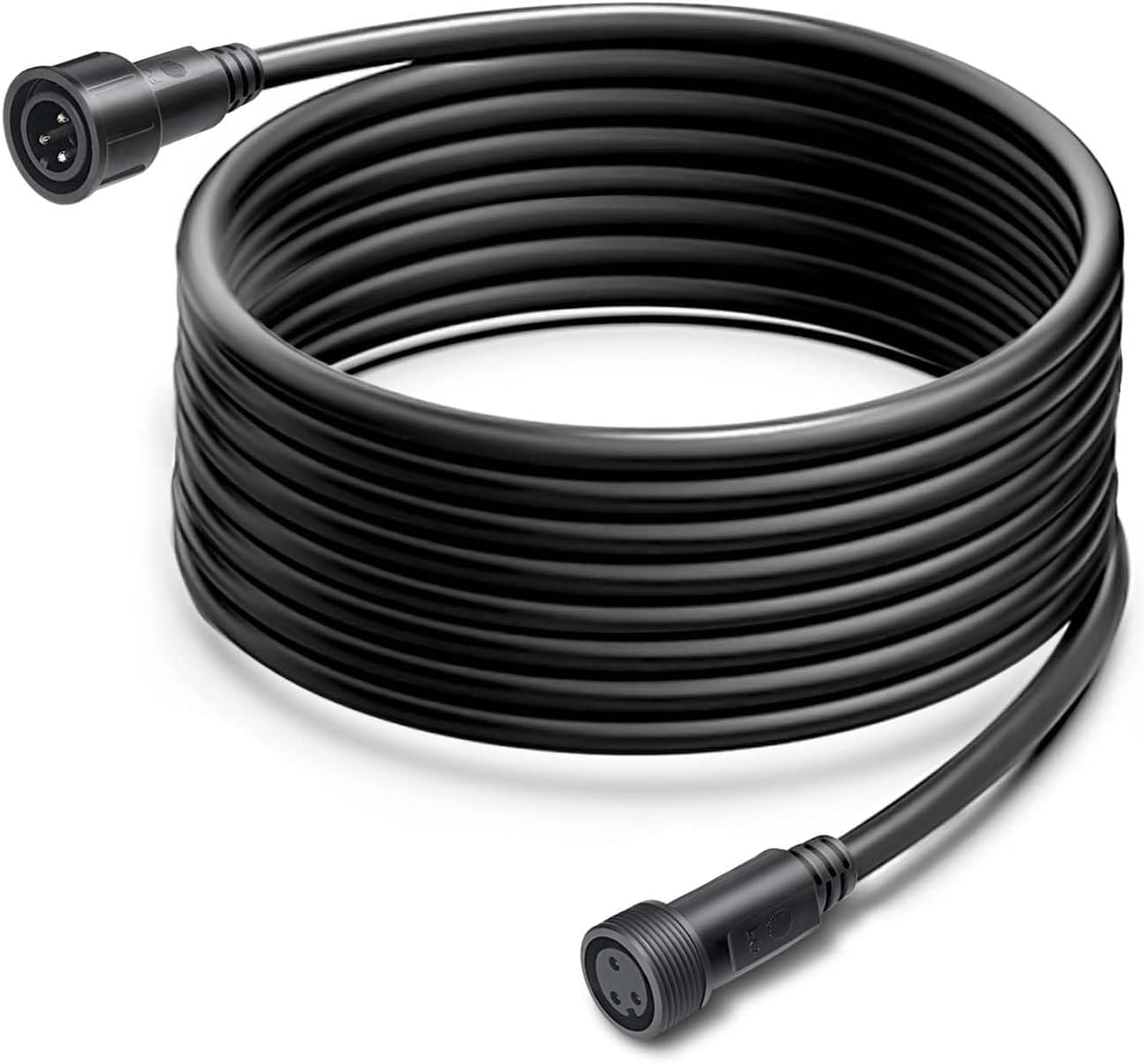 MAD OWL 3 Pin Waterproof LED Wire Connector, 16 AWG 196.8 inch/5M IP68 Male and Female Heads Extension Cable for Indoor and Outdoor LED Strip Light(1 Strip Black)