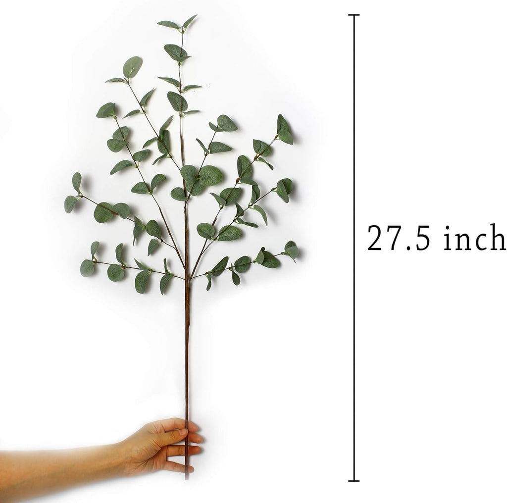 12 Pcs 27" Eucalyptus Stems Greenery Stems Eucalyptus Leaf Spray in Green Silk Plastic Plants Floral Artificial Plants for Home Party Wedding Decoration