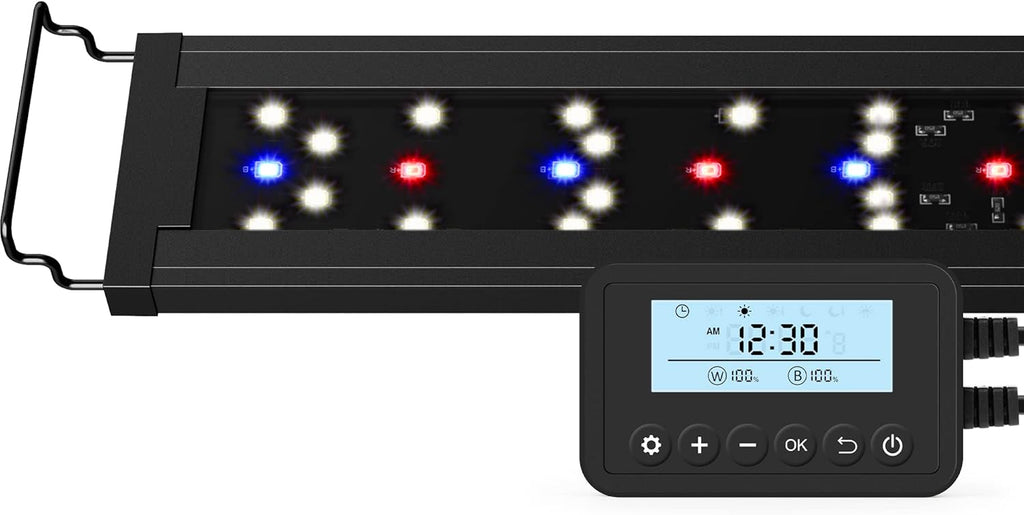 NICREW SkyLED Plus Aquarium Plant Light, Freshwater Fish Tank Light with Ramp Up and Dim Down, Spectrum Adjustable and Lighting Schedule Programmable with Controller, 48-60 Inches, 45 Watts