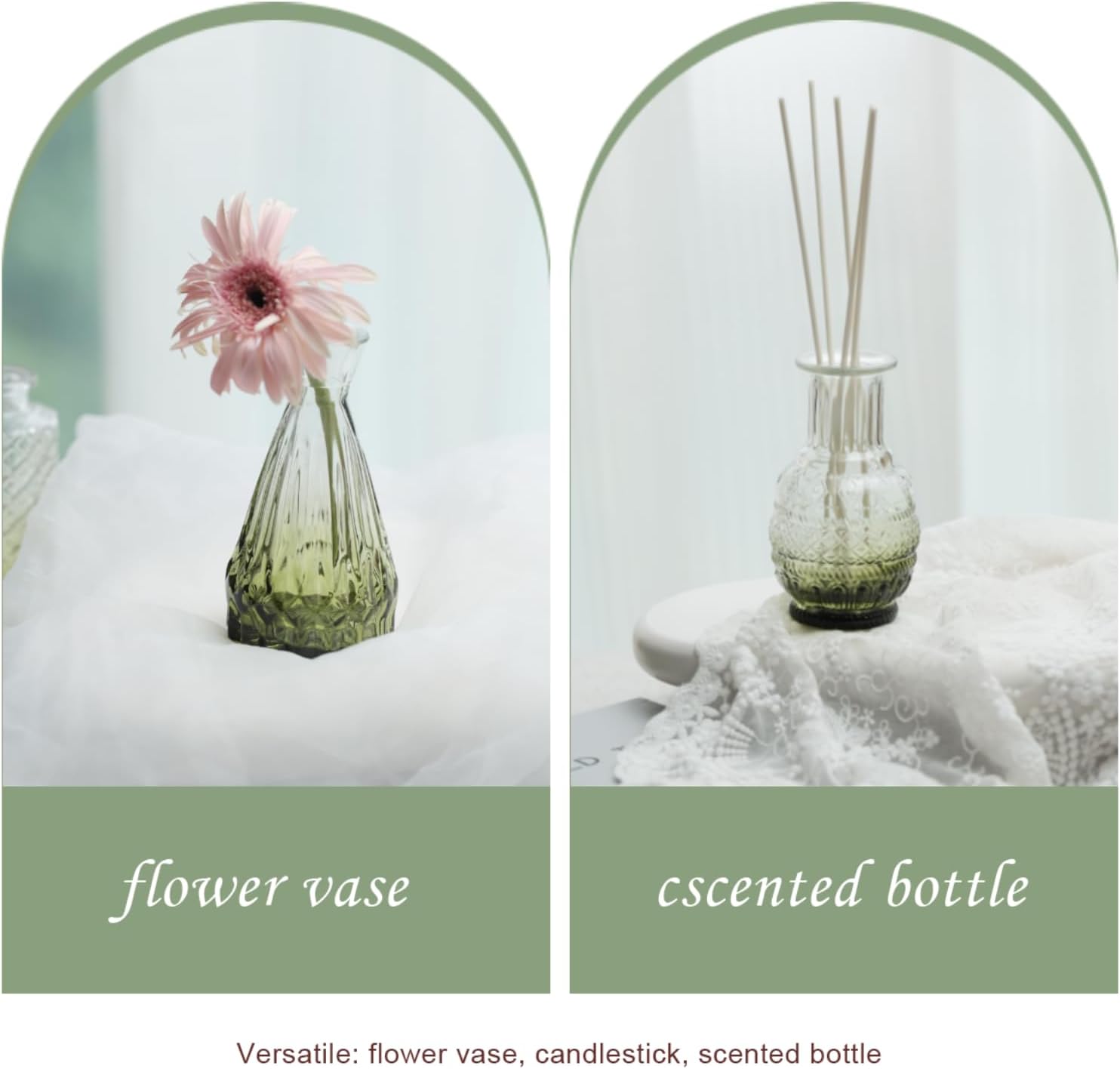 Green Bud Vases Set of 40, Mini Flower Vase for Centerpieces, Small Glass Bud Vases in Bulk for Wedding Decorations, Vintage Vase for Table, Recepetion, Home Décor