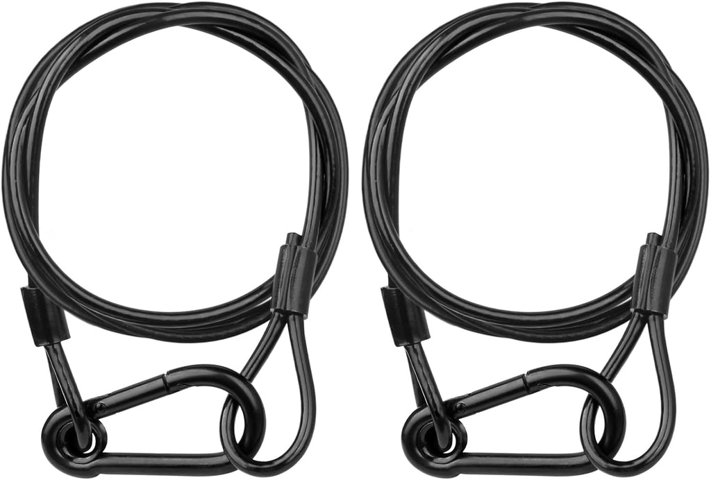 Lighting Safety Cable with Loops(2-Pack), 25kg Load Stage Light Safety Cable Black Security Chain Hanging on Trusses, Stainless Steel Lanyard（Diameter 3mm/0.12in, Length 100cm/39.37in)