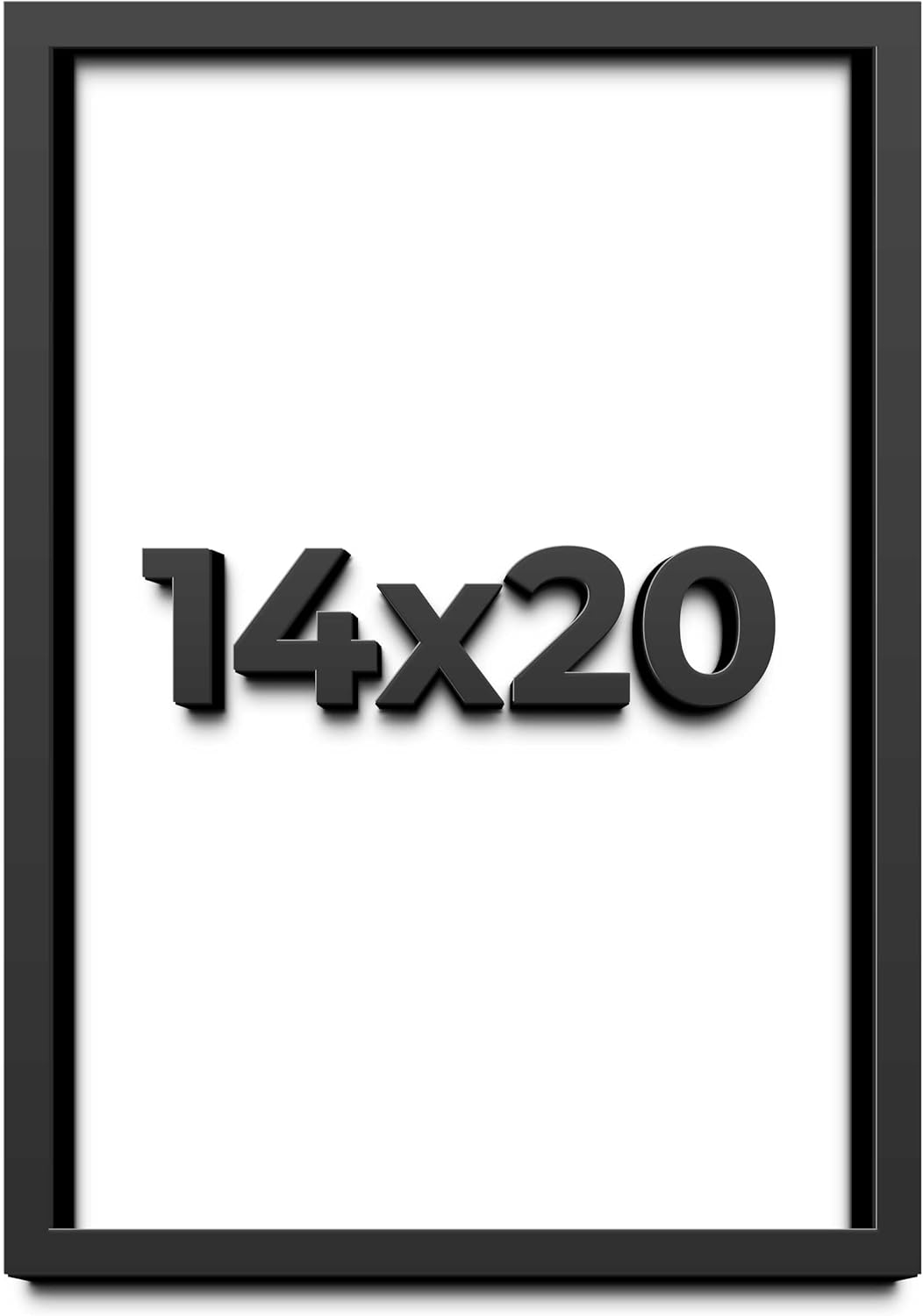 Dugan 14x20 Shadow Box Frame - Black, 1 Inch Deep Solid Wood, UV Resistant Acrylic Plexiglass, Acid Free Backing, Hanging Hardware