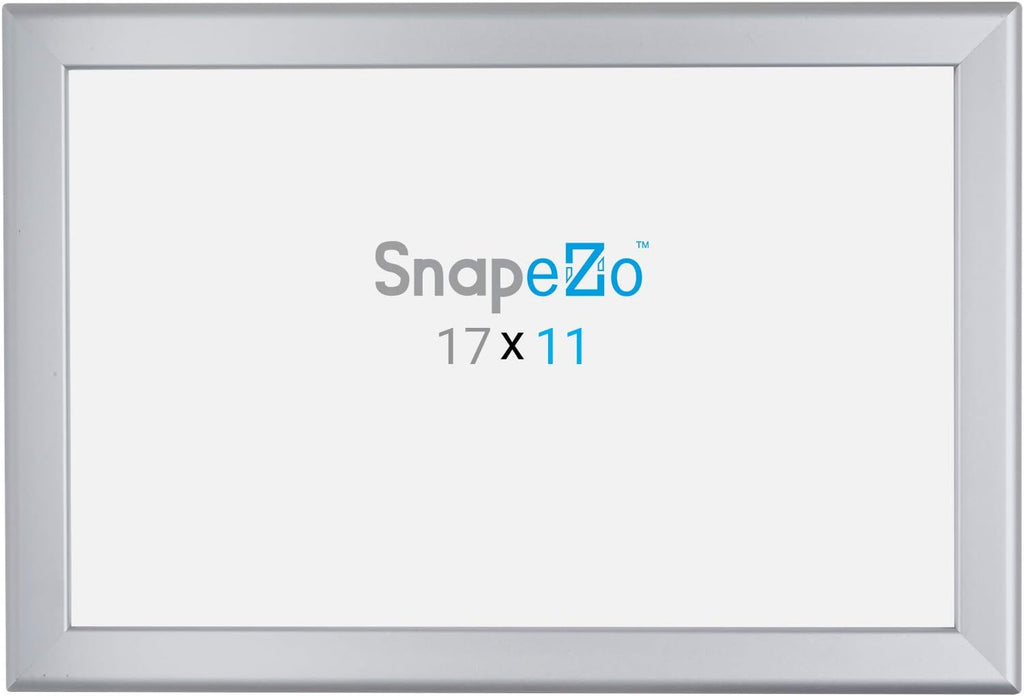 SnapeZo Photo Frame 11x17, Silver, 1.25 Inch Aluminum Profile, Front-Loading Snap Frame, Wall Mounting, Professional Series