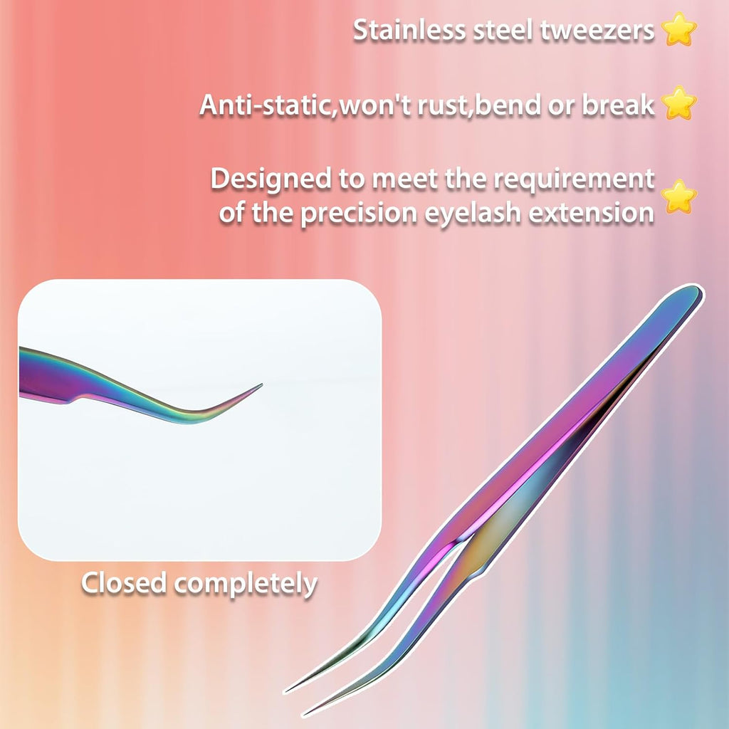 2PCS Sticker Tweezers, Tweezers for Crafting Straight and Curved Tip Tweezer Stainless Tweezer for Stickers Eyelash Extensions Precision Electronics Nail Rhinestone Jewelry, Scrapbooking Tools