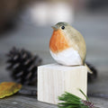 Handmade Wooden Carved Bird Decor Sculpted Hand-Painted Bird Figurines Small Home Decor Bird Statue Shelf Decor BFF Gifts for Bird Lovers (Robin)