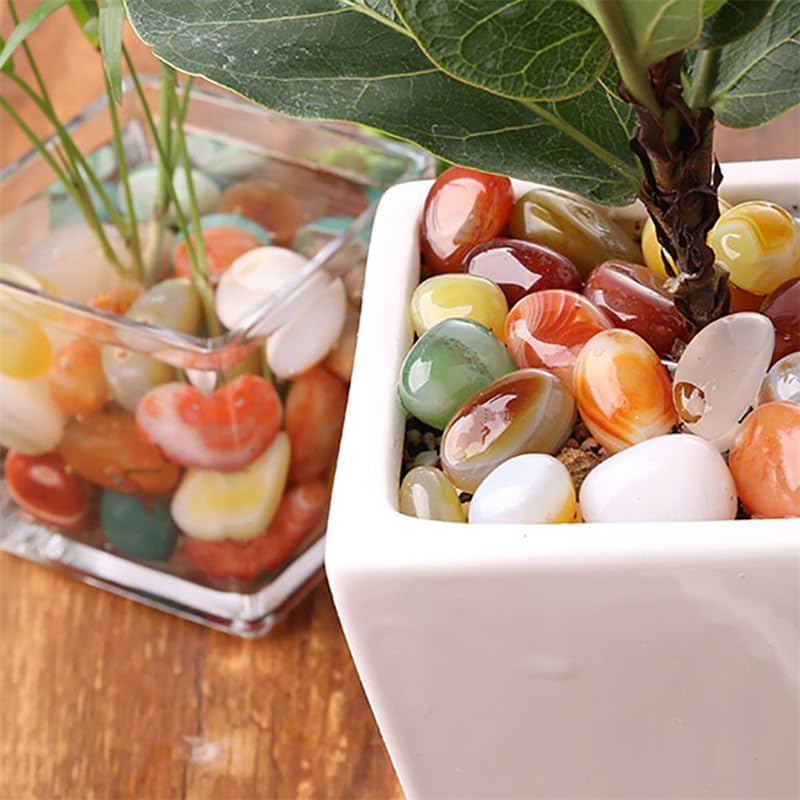Polished Colorful Agate Crystal Set, 0.4", 128 Pcs - Handpicked Tumbled Stones and Crystals Bulk for Healing, Reiki, Meditation, Witchcraft and Home Decor