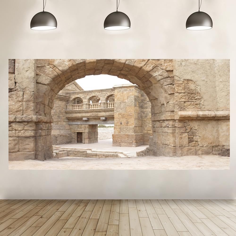 Leyiyi 20x10ft Old City Jerusalem Backdrop Ancient City Street Scenery Arches Stone Wall Buildings Background for Photography Roman Church Israel Photo Backdrop Vinyl Photo Booth Studio Props