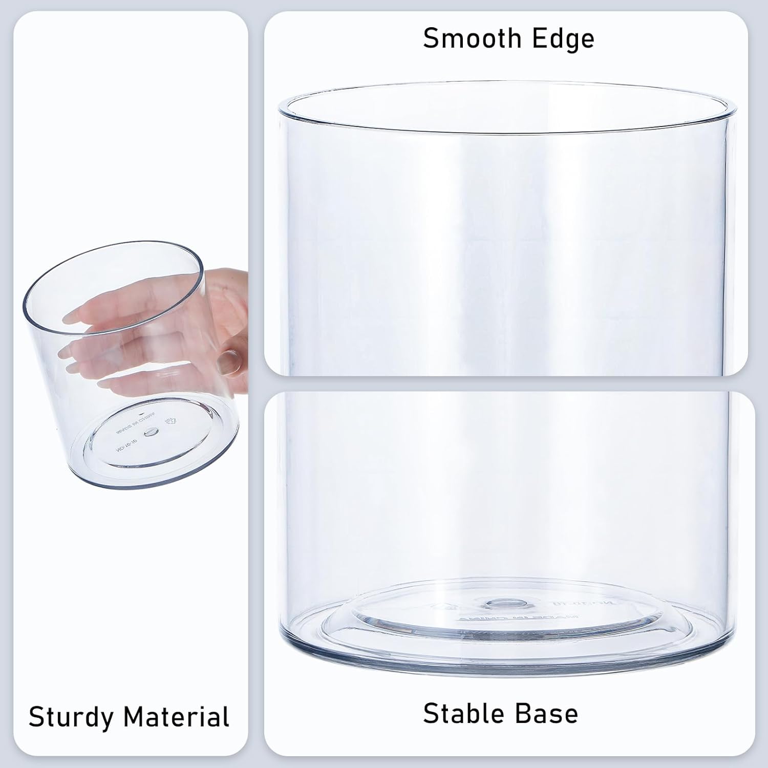 Clear Acrylic Vase for Centerpieces 3.9x3.9 Inch Cylinder Wide Mouth Vase for Flowers, Home Decorative, Office, Wedding Party