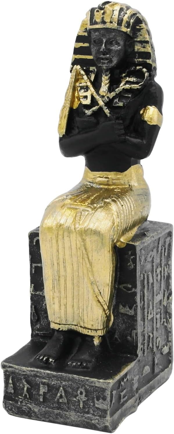Reptile Tank Decorations Aquarium Egyptian Pharaoh Betta Fish Tank Statues Figurine Sculpture Ancient Egypt Turtle Lizard Spider Tanks Terrarium Décor Ornament Pet Gold