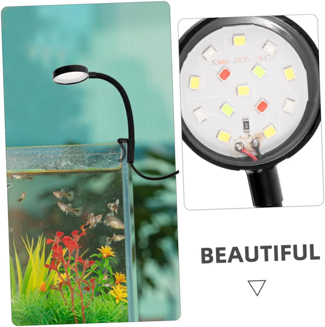 NUOBESTY 2pcs Compact Clamp Aquarium LED Light USB Type Fish Tank Lamp for Freshwater Tanks Mini LED Lamp with Easy Installation Lightweight Pink and Black