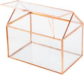 House Shape Close Glass Geometric Terrariumn Tabletop Succulent Plant Garden Geo Planter Moss Fern Swing Lid Reptile, Flower Pot for Plants Succulent, Air Plant (Rose Gold)