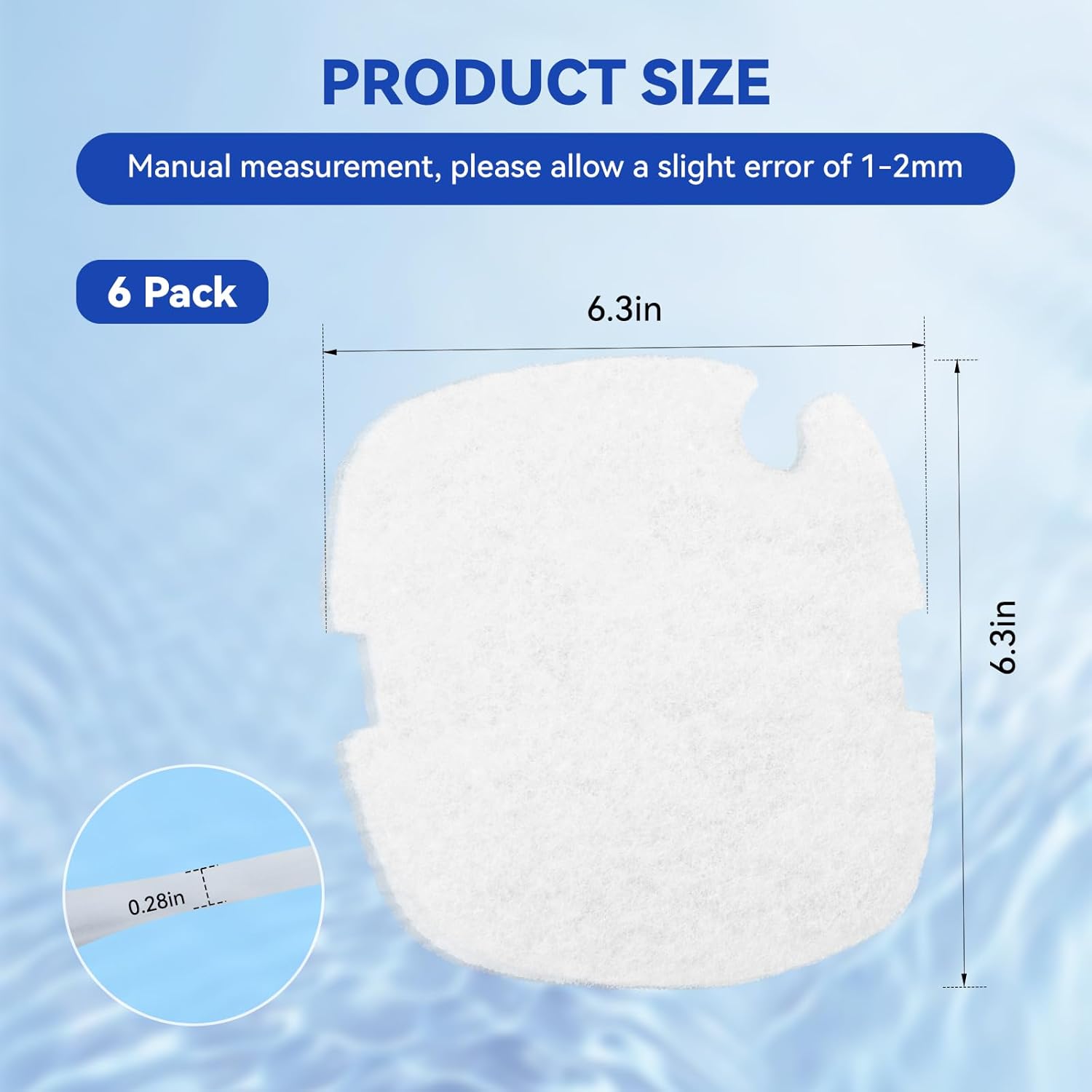 6 Pack Water Polishing Pads Replacement Rite Size S Polishing Filter Pads, Mechanical Filter Media for Aquariums Fits Marineland C-Series and Magniflow 160,180, 220 & 250 Canister Filters