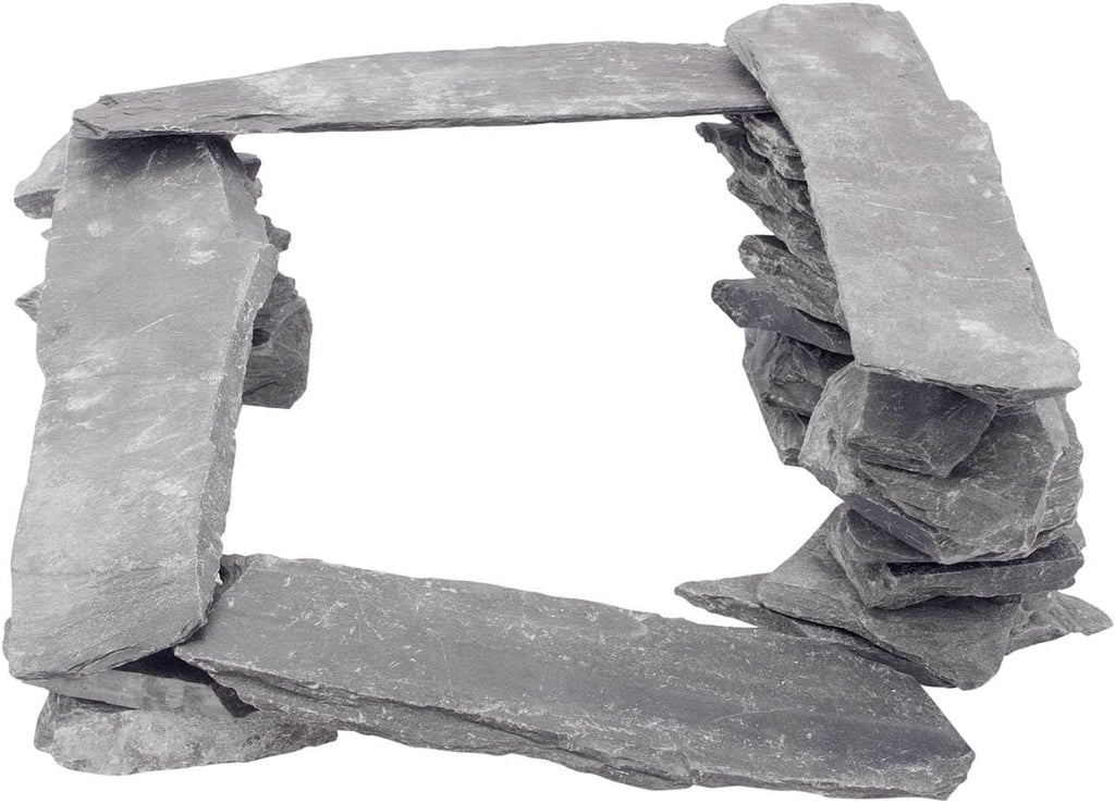 CFKJ [18 Pounds] Natural Slate Stone Rocks, Mix of Rocks About 2 to 5 inches and 4 Piece 8 inches Slate Stone Rocks for Aquascaping, Aquariums, Terrariums, Amphibian Enclosures