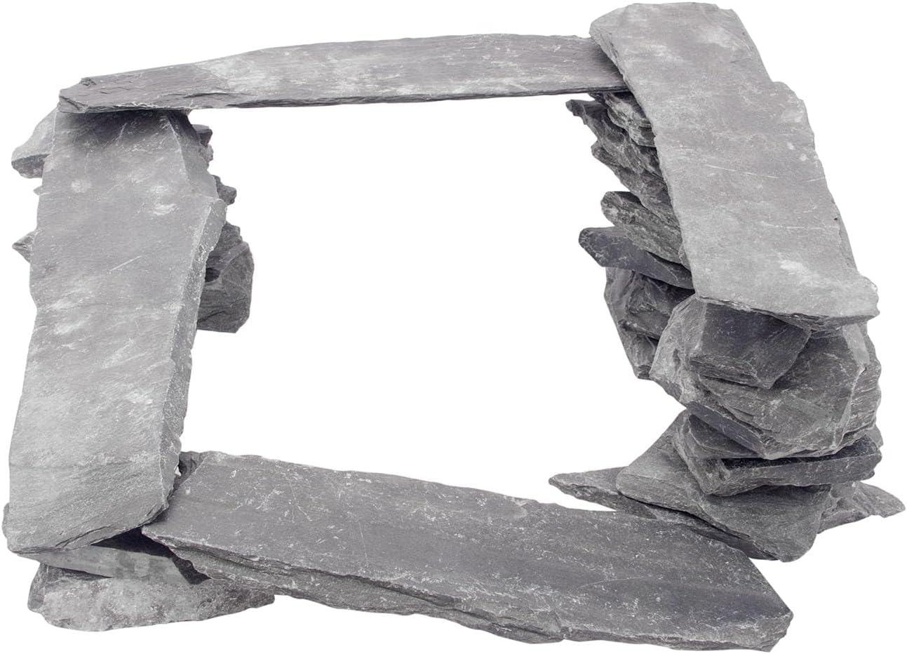 CFKJ [18 Pounds] Natural Slate Stone Rocks, Mix of Rocks About 2 to 5 inches and 4 Piece 8 inches Slate Stone Rocks for Aquascaping, Aquariums, Terrariums, Amphibian Enclosures