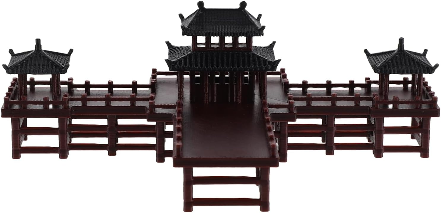 LOGOFUN Mini Pagoda Gazebo Statue Model Miniature Pavilion Figurine for Fairy Garden Landscape Fish Tank Zen Decor