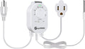 1 Pcs Thermostat Outlet for Heater, Temperature Controller Outlet with 4.9FT Power Cord, Heating and Cooling Thermostat Outlet with Temperature Probe for Space Heater, Greenhouse Fan (White)