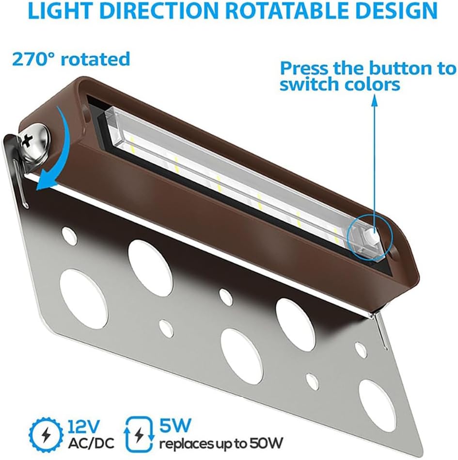 LED Retaining Wall Lights 8-Pack, 7 Inch 5W Hardscape Paver Lights, 5CCT 2200K-5000K, 270° Rotatable Low Voltage 12-24V Outdoor Step Lights, ETL Listed Landscape Lights for Deck Stairs Patio
