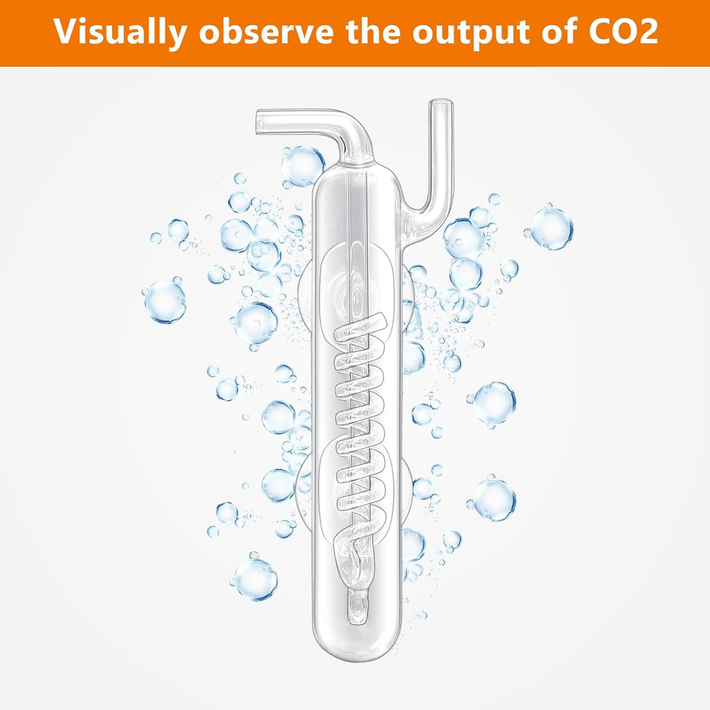 Aquarium CO2 Spiral Bubble Counter with High Transparent Crystal Glass Suitable for Aquatic Plants,Aquarium Supply Accessories Connect with CO2 Regulator