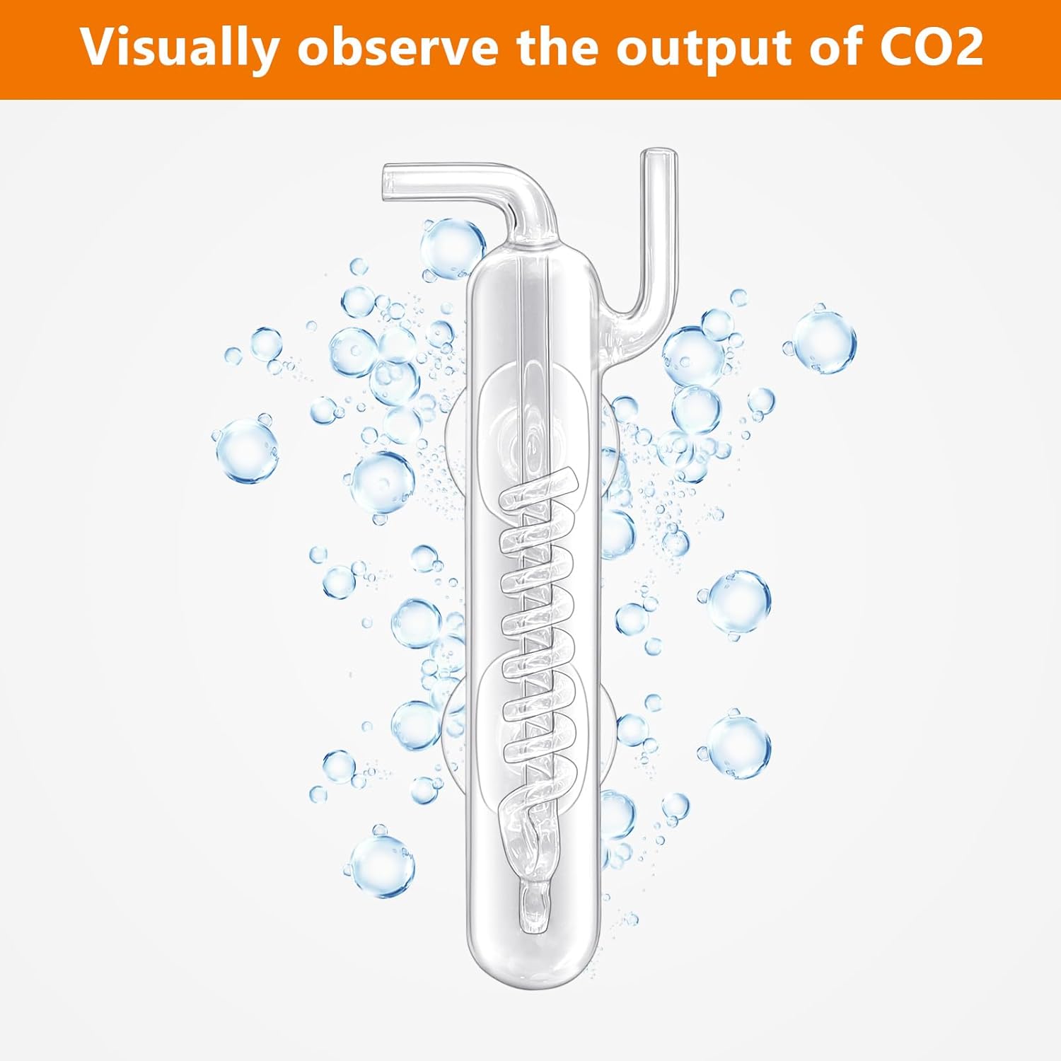 Aquarium CO2 Spiral Bubble Counter with High Transparent Crystal Glass Suitable for Aquatic Plants,Aquarium Supply Accessories Connect with CO2 Regulator
