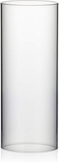 WGVI Hurricane Candle Holder Sleeve, Wide 4.7", Height 12", Clear Glass Cylinder Candleholder, Chimney Tube, Open Ended Candle Shade, 1 Piece