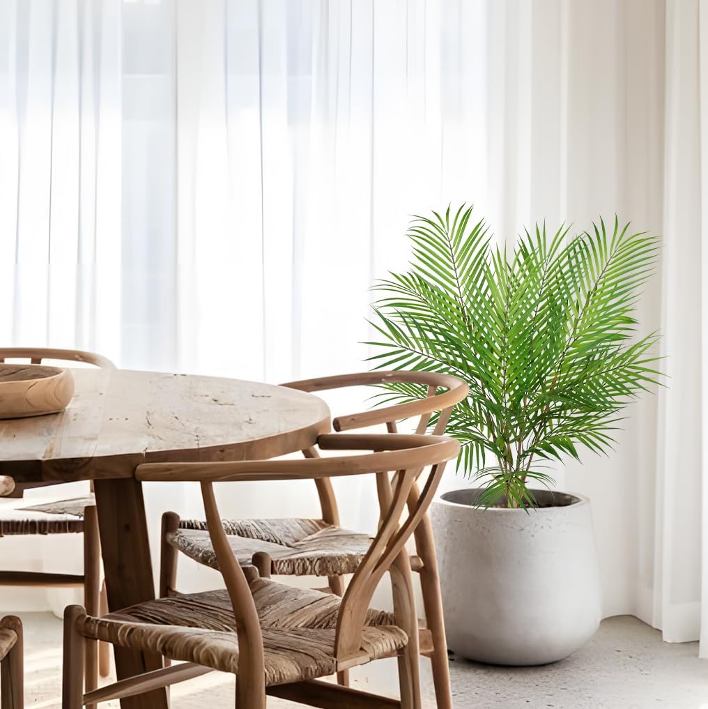 Hollyone 2PCS Artificial Palm Plants Leaves 30.7" Fake Tropical Areca Palm Bushes Tree Leaf Large Faux Greenery Stem Shrubs for Indoor Outdoor Home Garden Arrangement Jungle Safari Wedding Party Decor