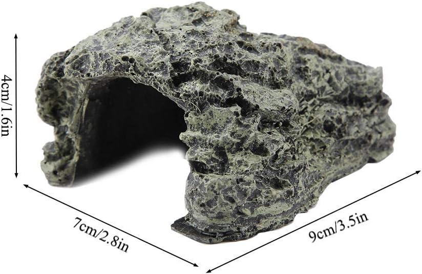 Reptile Hideout Cave,Resin Rock Hides Habitat Decor Fish Tank Decorations Shelter Tortoise Basking Terrace Pet Terrarium Nest Decoration for Gecko,Spiders,Frogs,Fish,Turtles and Hermit Crabs